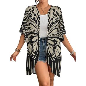 Bsubseach Women’s Kimono Cardigan Open Front Bathing Suit Cover Up Half Sleeve Cardigans Casual Beach Top