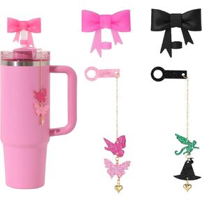 Wicked Cup Accessories Set 10mm Flying Monkey Butterfly Straw Charm for 30&40 oz Tumbler with 2pc Bow Straw Cover