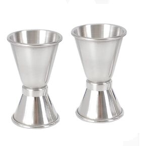 2Pcs Double Cocktail Jigger 0.5 Ounce /1 Ounce Stainless Steel Measuring Cup Tool for Bar, Restaurant or Home Use, Silver