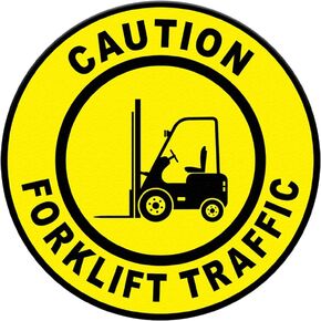 Forklift Traffic Signs Floor Decals Caution Yellow Anti-Slip Round Shape B Business Industrial Stickers 17Inches Longer Side