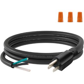 FIRMERST 12 Gauge 6 feet 3 Prong Power Cord Replacement with Three Screw Terminal