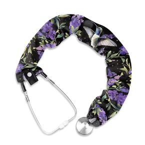 Rnyleeg Lavender Hummingbird Stethoscope Covers for Nurses Black Stretchy Slim Looking Stethoscope Cover Sleeve Stethoscope Accessories