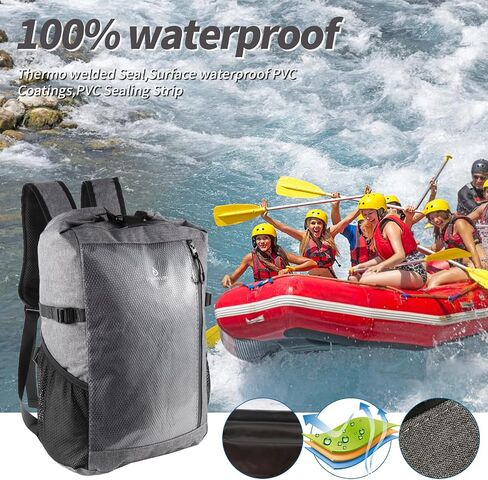 Dry Bag Backpack,25L Dry bags waterproof Kayaking, Waterproof bag with Waist Pouch and Phone Case,Waterproof Backpack Marine dry bag for Kayaking, Beach, Rafting, Boating (Grey) in Saudi Arabia