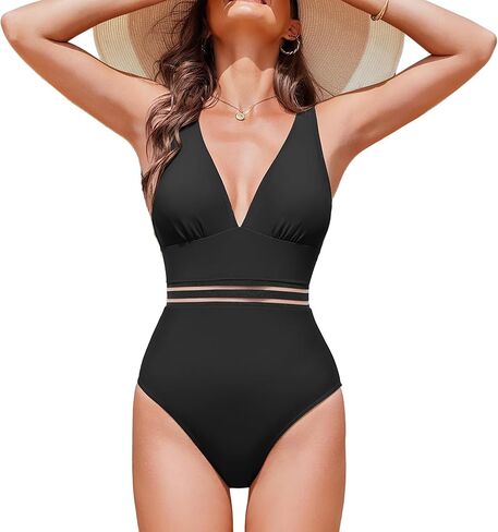 AI'MAGE One Piece Swimsuit Women Tummy Control Bathing Suits V Neck Beach Vacation Swimwear for Lady in Saudi Arabia