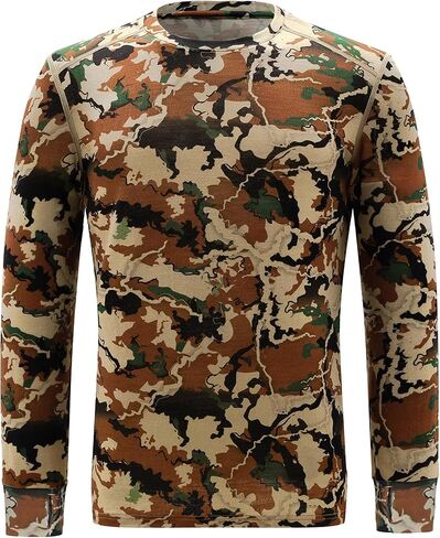 Men's 100% Merino Wool Hunting Base Layer Tops Camo Shirts in Saudi Arabia