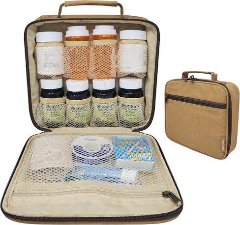Medium Travel Pill Bottle Organizer, Medicine Bag, Carrier for Medications and Medical Supplies - Black (Without Lock) in Saudi Arabia