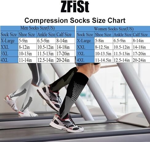 ZFiSt Plus Size Compression Socks Wide Calf for Women Men,Sport Compression Stocking Nurse Socks in Kuwait