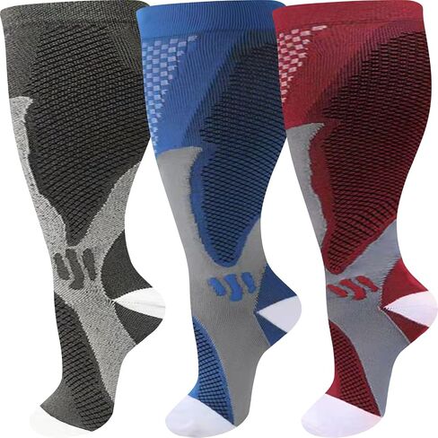 ZFiSt Plus Size Compression Socks Wide Calf for Women Men,Sport Compression Stocking Nurse Socks in Kuwait