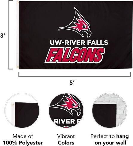 Desert Cactus University of Wisconsin River Falls uwrf flag - 3 × 5 أقدام لافتة الصقور ، النسيج المتين الداخلي/الخارجي ، تصميم البوليستر 100 ٪ (النمط 4A) in Saudi Arabia