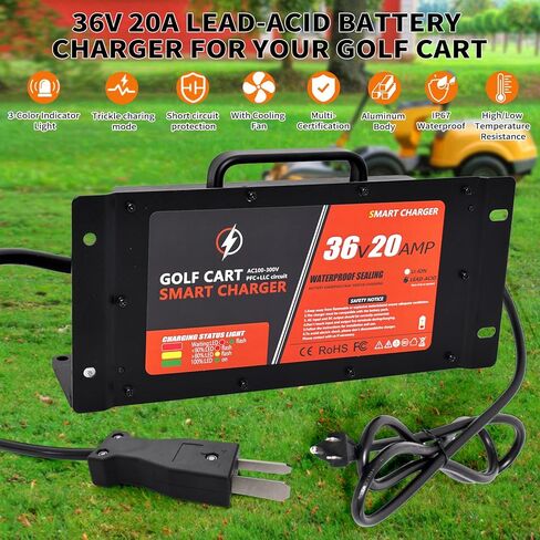 20 أمبير 36 فولت لعبة الجولف عربة شاحن بطارية ل Ezgo ، Club Car ، Yamaha Golf Cart مع Crowfoot Slop ، فقط لبطاريات الحموضة الرصاص in Kuwait