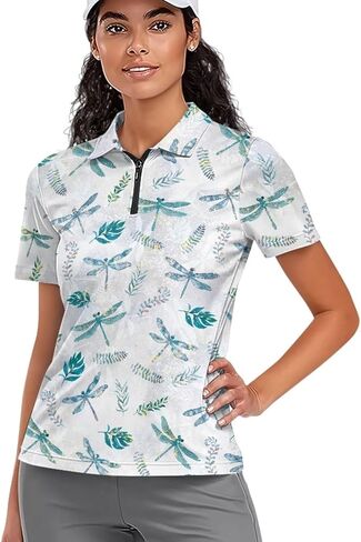 Women's Short Sleeve Golf Shirts Sun Protection Tops Quick Dry Athletic Tennis T-Shirt Quarter Zip Golf Tees XS-XXL in Kuwait