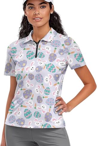 القمصان القصيرة للأكمام القصيرة للسيدات ، قمم حماية أشعة الشمس ، تنس رياضي سريع ، ربع Zip Zip Golf Tees XS-XXL in Kuwait