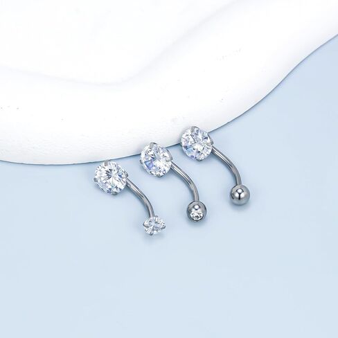 Vsnnsns 14G Belly Button Rings Belly Rings for Women Stainless Steel Belly Button Piercing Jewelry Belly Bars Curved Navel Ring Barbell Body Jewelry Piercing for Women Men 8MM-14MM 6Pcs in Saudi Arabia