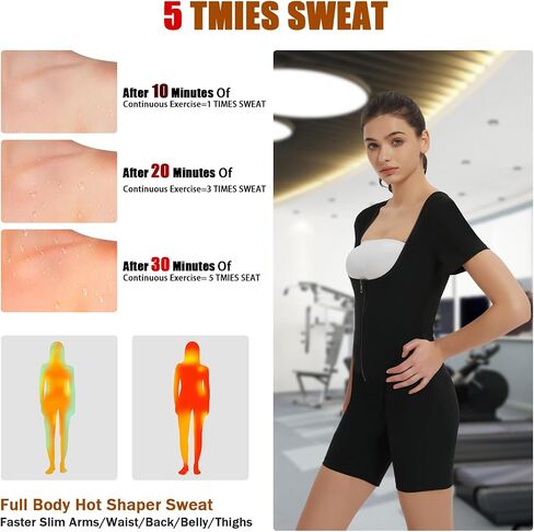Sauna Suit for Women Weight Loss Waist Trainer Vest 3 In 1 Sliming Full Body Shaper Gym Workout Top With Short Sleeve in Saudi Arabia