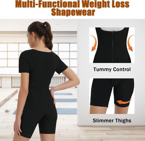 Sauna Suit for Women Weight Loss Waist Trainer Vest 3 In 1 Sliming Full Body Shaper Gym Workout Top With Short Sleeve in Saudi Arabia