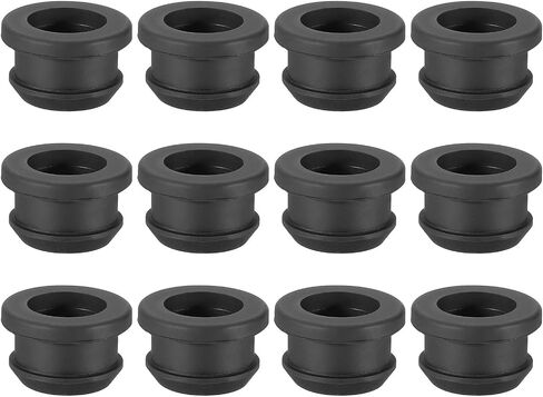 PATIKIL 19mm / 3/4 Inch Drill Hole,9/16 Inch ID Rubber Grommets, 12Pcs Top Hat Grommet for Wiring Eyelet Ring Gasket Automotive Firewall Cable Hole Plugs Wires Protection, Black in Kuwait