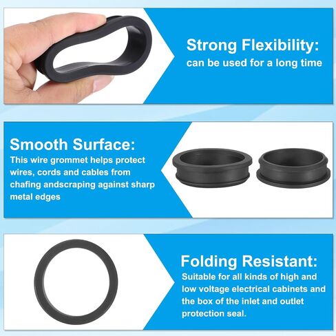 PATIKIL 19mm / 3/4 Inch Drill Hole,9/16 Inch ID Rubber Grommets, 12Pcs Top Hat Grommet for Wiring Eyelet Ring Gasket Automotive Firewall Cable Hole Plugs Wires Protection, Black in Kuwait