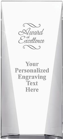 Custom Engraved Glass Trophy - Recognition & Employee Awards - 11" Waterfall Corporate Awards with Personalized Engraving in Saudi Arabia