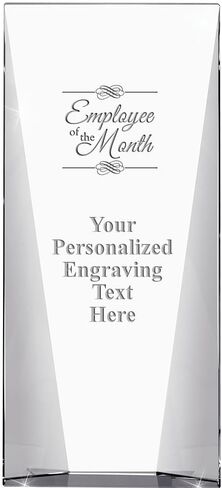 Custom Engraved Glass Trophy - Recognition & Employee Awards - 11" Waterfall Corporate Awards with Personalized Engraving in Saudi Arabia