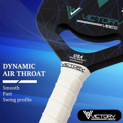 Victory Vibes Pickleball Paddles - Ergonomic Pickleball Paddles Carbon Fiber Increased Spin with Precise Shots, Honeycomb Polypropylene USA Approved Pickle Ball Rackets for Adult - Blue in Saudi Arabia
