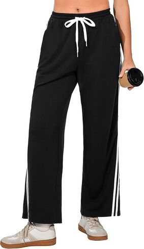 Quenteen Women's Wide Leg Sweatpants Baggy Sweat Pants with Pockets High Waisted Track Pants Drawstring Joggers in Saudi Arabia