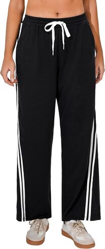 Quenteen Women's Wide Leg Sweatpants Baggy Sweat Pants with Pockets High Waisted Track Pants Drawstring Joggers in Saudi Arabia