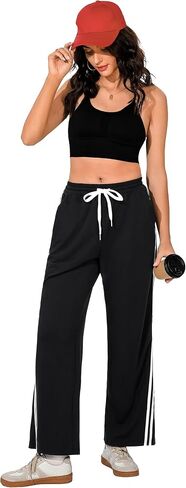 Quenteen Women's Wide Leg Sweatpants Baggy Sweat Pants with Pockets High Waisted Track Pants Drawstring Joggers in Saudi Arabia
