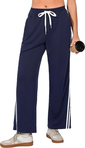 Quenteen Women's Wide Leg Sweatpants Baggy Sweat Pants with Pockets High Waisted Track Pants Drawstring Joggers in Saudi Arabia