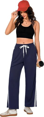 Quenteen Women's Wide Leg Sweatpants Baggy Sweat Pants with Pockets High Waisted Track Pants Drawstring Joggers in Saudi Arabia