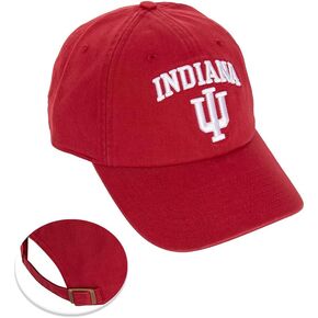 Desert Cactus Indiana University Baseball Hat Hoosiers Bloomington Brimmed Embroirderd Hats Cap Adjustable Cloth Strap Adult (Style G1) Red