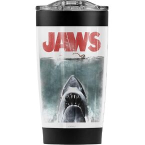 Logovision Jaws Vintage Poster Stainless Steel Tumbler 20 oz Coffee Travel Mug/Cup, Vacuum Insulated & Double Wall with Leakproof Sliding Lid | Great for Hot Drinks and Cold Beverages
