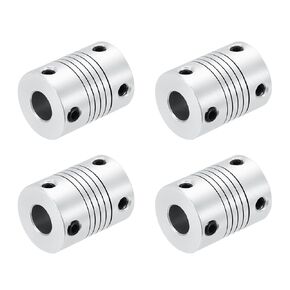 uxcell 4 Pcs 8mm to 8mm Aluminum Alloy Shaft Coupling L24.5xD19 Flexible Coupler Beam for 3D Printer CNC Machine DIY Encoders and Motors Shaft,Silver