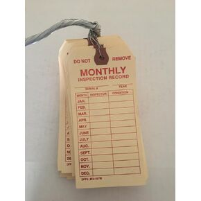 Brooks Wired Monthly Inspection tag 50 Pack