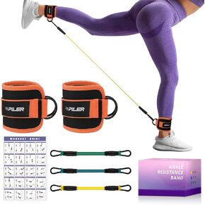 Ankle Straps with 3 Resistance Bands for Leg Weight Training & Booty Trainer, Adjustable Ankle Weights Resistance Bands w/Poster - Glute Workout Equipment for Women Fitness at Home Gym in Saudi Arabia
