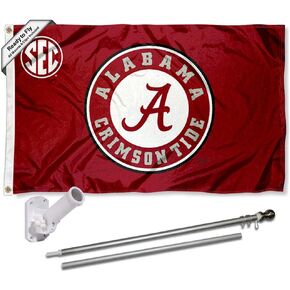 College Flags & Banners Co. Alabama Crimson Tide SEC Flag with Pole and Bracket Kit