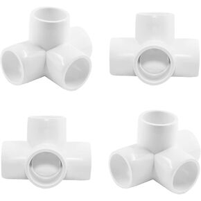 1 1/4 Inch 4 Way PVC Fittings PVC Pipe Fittings, PVC Elbow SCH 40 PVC Fittings PVC Pipe Connectors for Furniture Building PVC Structures - White, 8 Packs