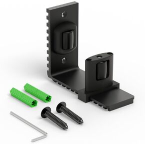 Sliding Barn Door Floor Guide Adjustable Wall Mounted Bottom Double Rollers Wheels Guide Black