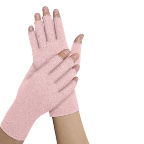 Doctor Developed Arthritis Gloves - Cotton Fingerless Compression Gloves - Hand Compression Gloves for Arthritis Relief - Compression Gloves for Women/Men, With Doctor Handbook (Pink, M)