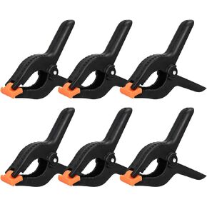 6 Inch Spring Clamps, 6 Pack Professional Plastic Spring Clamps, Heavy Duty Plastic Clamps for Crafts and Woodworking, Backdrop Clips Clamps for Backdrop Stand, Photography, Home Dec