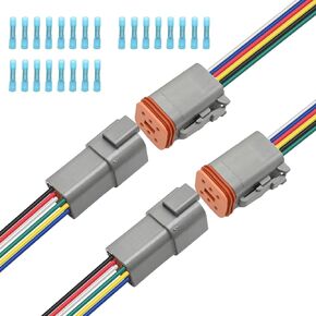 2 Pack Sealed Waterproof DT Connectors, 6-Pin Male and Female Automotive Wire Connectors with Heat Shrink Tubes, Replacement for The Electrical Systems of Motorized Vehicles in Saudi Arabia