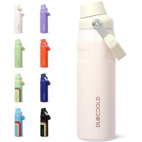 DLOCCOLD 24 OZ Water Bottle with Handle and Angled Spout Lid, Leakproof for Travel & Sports, Double Wall Insulated Stainless Steel Reusable Water Bottle, Wide Mouth QuickFill Design