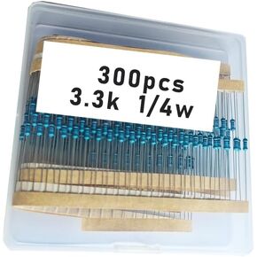 3.3k 1/4W, 3.3k 1/4W, 3.3k ohm, 3.3k 1/4W, 3.3kresistor, 3.3k ohm resistor, 3.3k ohm Metal resistor, 3.3k Metal Film resistors 1/4w(0.25w) 1% tolerance 0.01 MF Metal Film Fixed Resistor 300 pcs