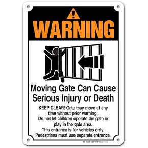 Warning Moving Gate Can Cause Serious Injury or Death Sign, 7" x 10" 0.40 Aluminum, Fade Resistance, Indoor/Outdoor Use, USA MADE By My Sign Center