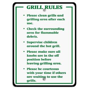 Clean Grills and Grilling Area After Use Be Courteous Aluminum Weatherproof Metal Sign Vertical Street Signs 9X12Inches