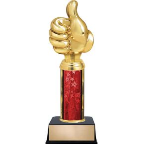 Crown Awards 11" Thumbs Up Red Stars Column Trophy - Personalize Now