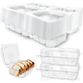 80 Pcs 7.2 x 4.9 x 2.5 Inch Clear Hinged Food Containers Plastic Clam Shell Containers Disposable Take Out Loaf Containers with Lids for Desserts Cake Sandwich Salad Fruits Vegetables