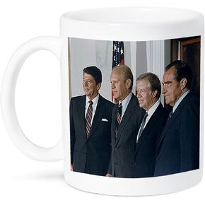 3dRose Former Presidents Ronald Reagan, Gerald Ford, Jimmy Carter And Richard Nixon Mug, 11 oz, Ceramic