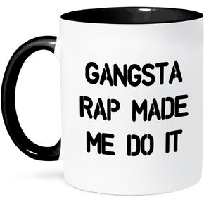 3dRose Gangsta Rap Made Me Do It Mug, 11 oz, Black