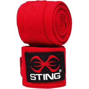 STING Elasticized Boxing Hand Wraps, Boxing Equipment for Professional Competition and Training, Red, 180 Inches