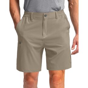 Pinkbomb Men's Golf Shorts with 6 Pockets Stretch Quick Dry Hiking Work Dress Shorts for Men (Dusty Khaki, XX-Large)